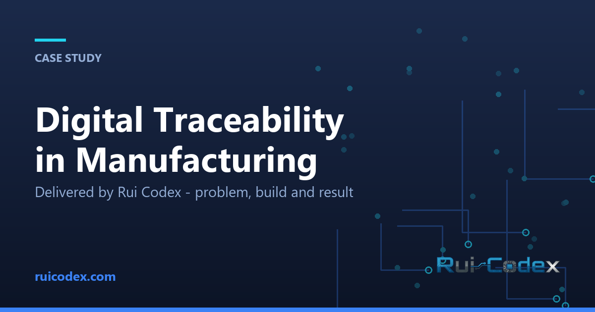 CASE STUDY: Digital Traceability in Manufacturing — Delivered by Rui Codex - problem, build and result