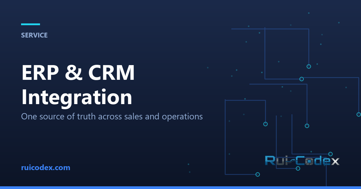 Intégration ERP et CRM — Automatisation de l'IA et logiciels personnalisés — Belgique — Rui Codex