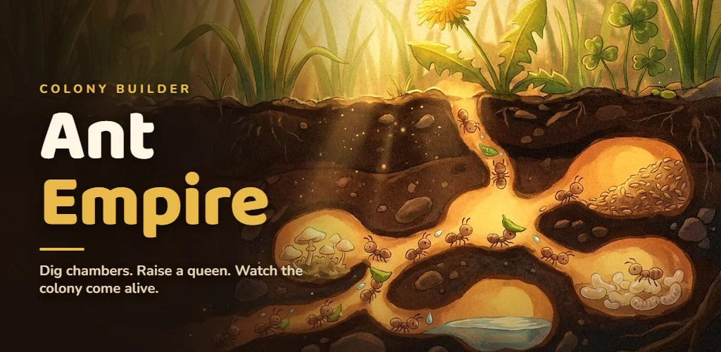 Ant Empire — Dig a living ant colony beneath a sunlit garden