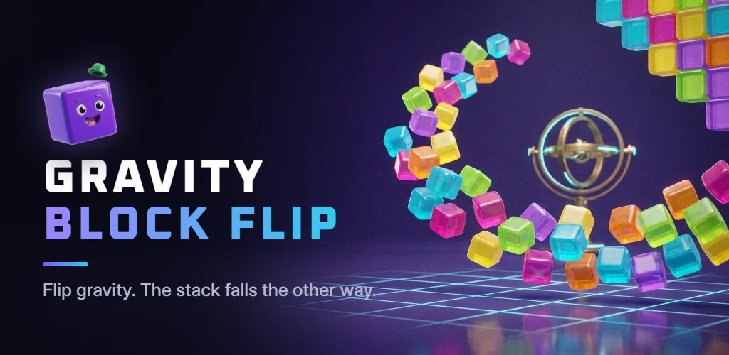 Gravity Block Flip — Ein Blockpuzzle, in dem Sie die Schwerkraft umkehren und der ganze Stapel fällt