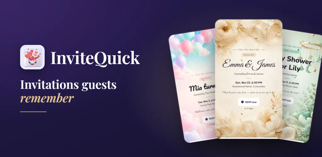 InviteQuick — Create an animated invitation, share one link and track every RSVP live