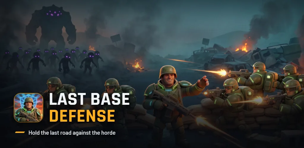 Last Base Defense — Drag your squad across three lanes and hold the last road against the horde