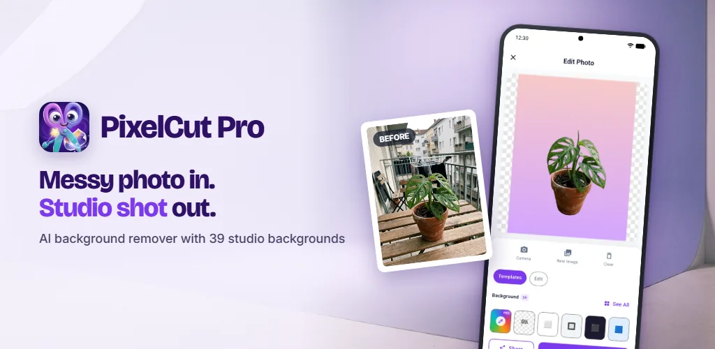 PixelCut Pro — Remove, replace and enhance photo backgrounds in one tap