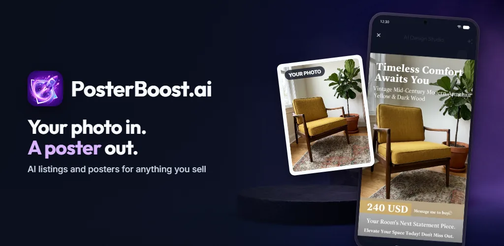 PosterBoost.ai — Aus einem Produktfoto ein Inserat und ein Social-Media-Poster machen