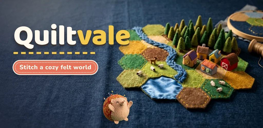 Quiltvale — Stitch felt hexagon patches into a cozy little world