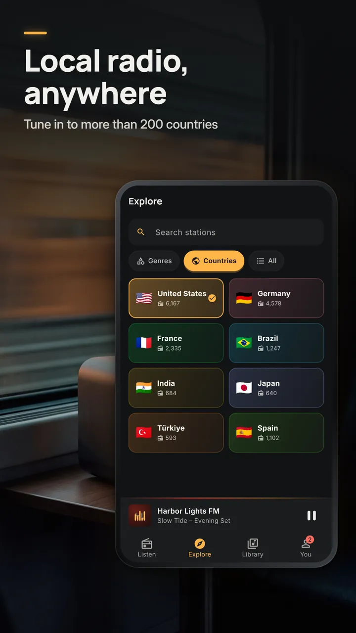 Explore by country, with tiles for the United States, Germany, France, Brazil, India, Japan, Türkiye and Spain