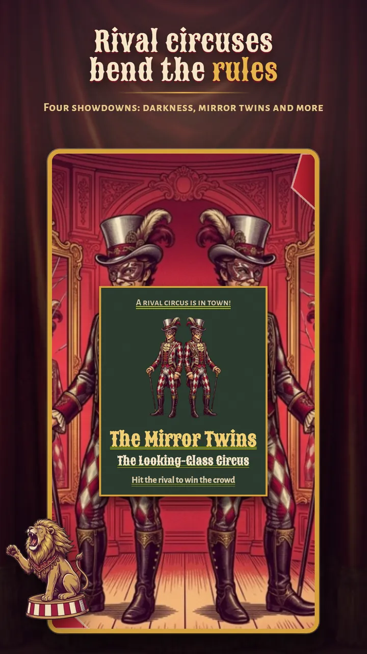 A rival circus announcement for The Mirror Twins of The Looking-Glass Circus
